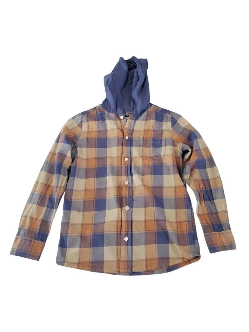 OshKosh B'Gosh Boys Long Sleeved Plaid Button Down Shirt with Hoodie 14/14A
